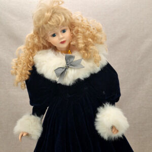 Ashley Belle Porcelain Doll Tiger Lily with Stand 26" - velvet, faux fur